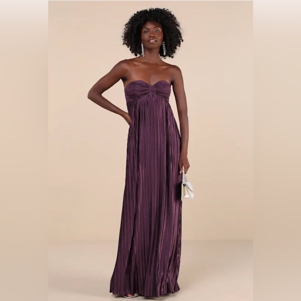 Lulu's Strapless Plum Maxi Dress